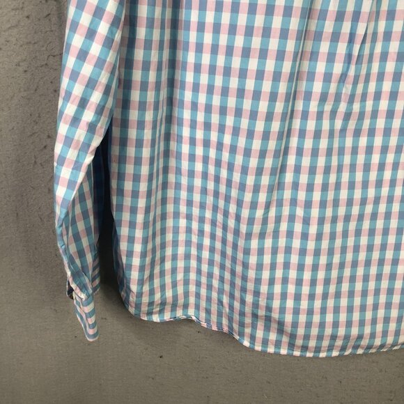 Gitman Bros Shirt Mens Blue Pink Gingham Check Button Front Cotton Made USA - Picture 16 of 16